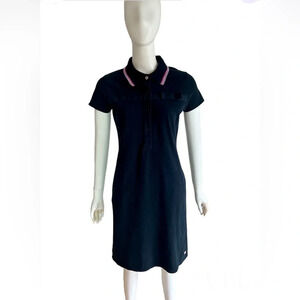 Paul Smith Pink Black Knee Length Polo shirt dress With Pockets Size Small
